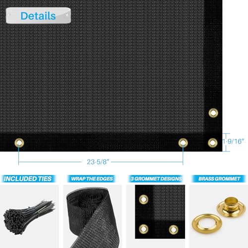 Patio Paradise 4' x 1' Black Privacy Fence Screen Heavy Duty Fence Cover with Grommets, Mesh Shade Fencing Chain Link Temporary Fence Panels for Outdoor Balcony Deck Patio Backyard - color: Black, size: 4' x 1'