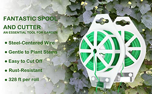 Gardzen 328ft Twist Ties Reusable Coated Wire Plant Ties with Cutter - size: 328ft
