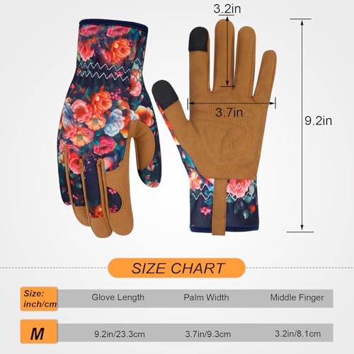 Leather Gardening Gloves for Women Thorn Proof Garden Gloves Touch Screen Working Gloves Gifts - color: Colork, size: Medium