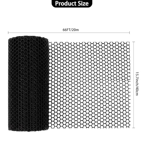 Plastic Chicken Wire Fencing 15.7IN x 66FT,Pet Barrier Netting,Durable Garden Mesh Fence Animal Barrier for Dogs, Rabbits, Poultry & Plant Protection,Black - color: Black, size: 15.7INx66FT