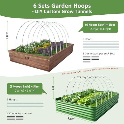 Greenhouse Hoops for Raised Beds, 36Pcs Fiberglass Garden Hoops Grow Tunnel - size: 36 Pcs