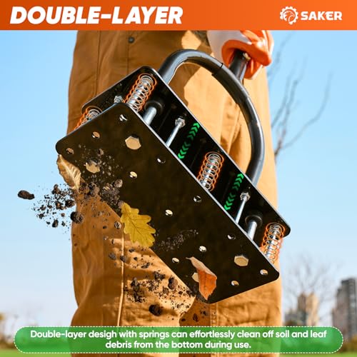 Saker Manual Lawn Aerator Tool with 15 Iron Spikes Orange - color: Orange
