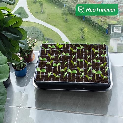 RooTrimmer 54 Cell Seed Starter Trays, 2.8" Deep Plug Tray Seedling for TD377 Nursery Tray, Super Thick Reusable Trays for Easy Transplantation (11.14inch ×14.6 inch, 5-Pack) - size: 54 Cells Plug Tray-5P