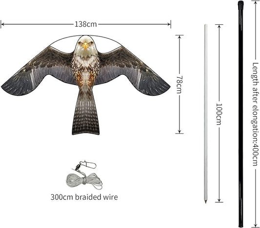 Bird Scare Flying Kite with 4m Pole Has The Effect of Scaring Birds-Type B - color: grey