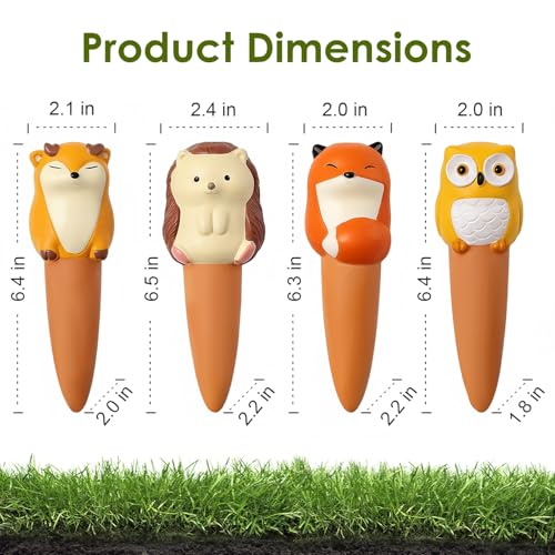 MCleanPin 4 Pack Plant Watering Spikes and Globes Handmade Terracotta Self-Watering Planter Insert Automatic Plant Waterer Devices for Indoor Outdoor Plants (Forest Animals) - color: Forest Animals