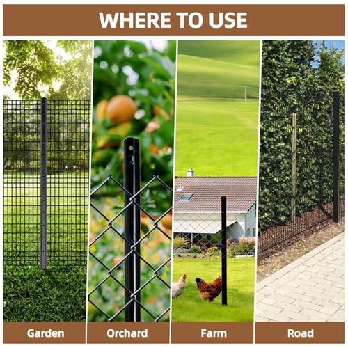 Metal Fence Post 7FT, 10 Pack Heavy Duty T Posts for Garden - size: 7FT