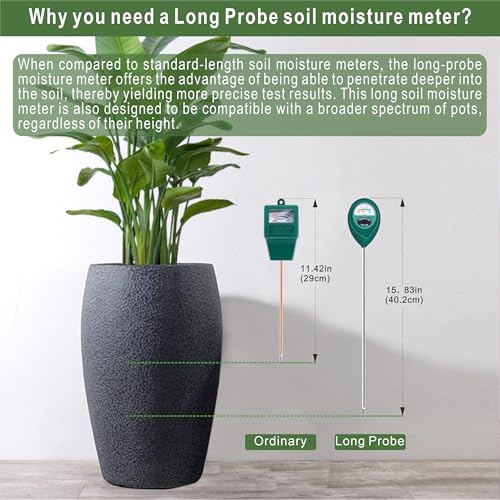 XLUX 2 Pack Long Probe Plant Soil Moisture Meter, Battery-Free - size: 40CM-2 Pack