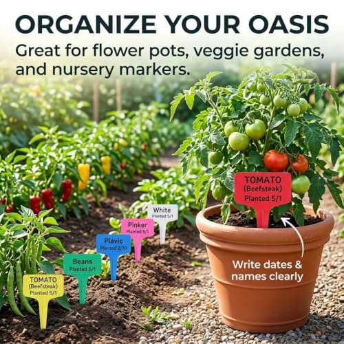 MIHEY 150 Pcs Plant Labels Waterproof Garden Stake Markers with Pen - color: 6 Colors