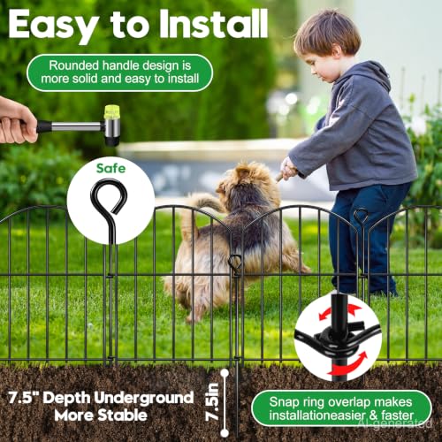 Decorative Garden Fence 17in (H) x10ft (L),Arched Rustproof Metal No Dig - size: 10 Panels-17in(H) x 10ft(L) without Gate