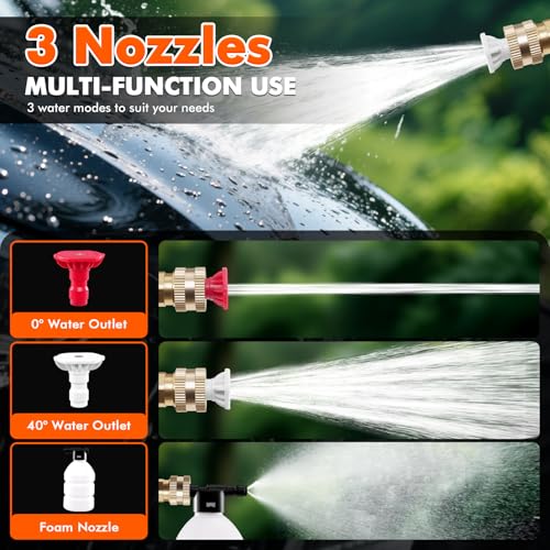 Cordless Portable Washer, 60Bar Handheld Washer, Battery Operated, Washer with Foam Pot, Cleaner with 5m Elastic Hose, for Car Home Outdoor Patio Garden, Lightweight Car Washer