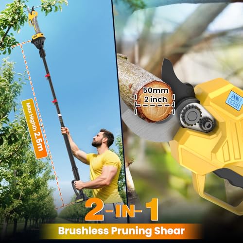 Electric Pruning Shears with Pole, 8.2FT Hight 1000W Motor Cut Size 2.7 In