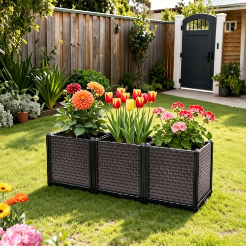 Large Planters for Outdoor Plants 20" Tall Planter Box, 47.2"L x 15.7"W - size: 47.2"(l) X 15.7"(w) X 19.7"(h)