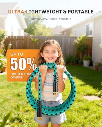 WELLUCK 25 FT Garden Hose - Flexible Water Hose, Lightweight Non-Expanding hose, Leak proof, Pressure Resistant for Yard, Outdoor, 3/4 Inch Solid Brass Fittings and 5-Layer PVC Core - size: 3/4 in x 25FT, style: Blue