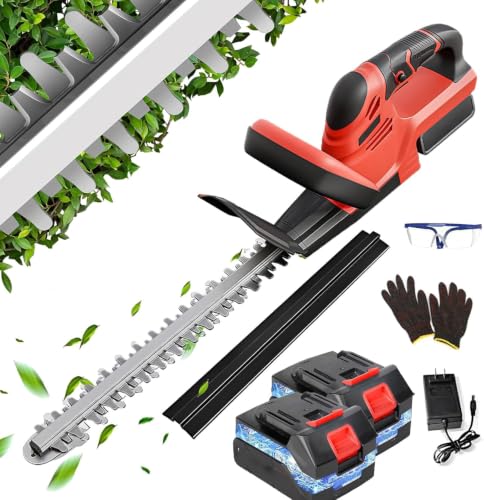 ALSO GO 22 Inch Cordless Hedge Trimmer with 2 x 3.0Ah Batteries - color: Dark Red