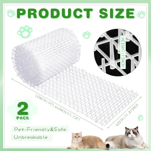 Sanwuta 2 Pcs 26.3 ft Cat Spike Mat Outdoor Deterrent Mat, White - color: White