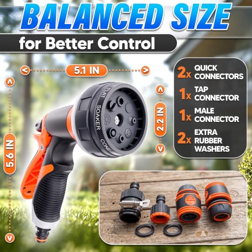 8 Pattern Garden Leak Proof Hose Nozzle Water High Pressure Sprayer - color: Grey-Orange