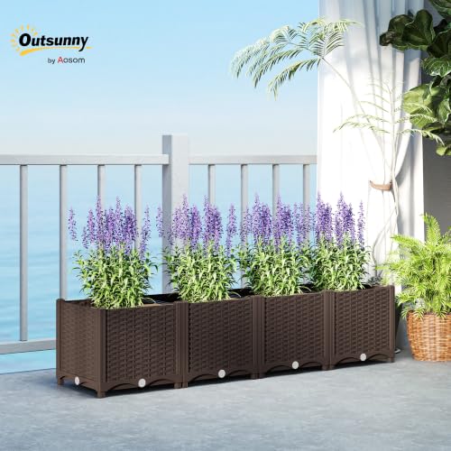 Outsunny 5 x 1 x 1 ft Raised Garden Bed, Indoor Outdoor Planter Box, Brown - color: Brown, size: 60 in x 12 in x 12 in