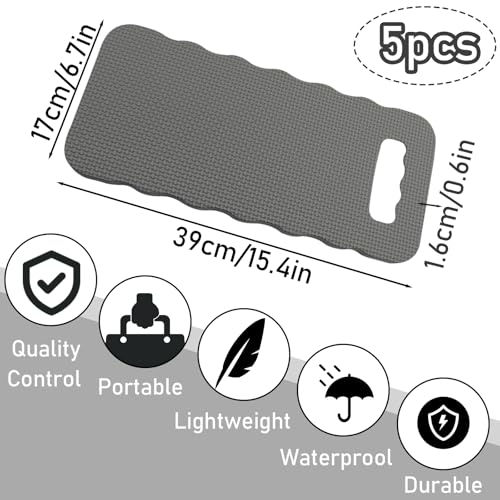 5 Pcs Garden Kneeling Pad, 15.4 x 6.7 Inch, Grey