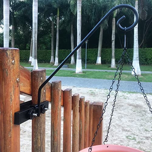 Deck Hook Rail Suitable for Hanging Flower Baskets Wind Chimes Planters Bird Feeders Lights, Heavy Duty Fence Deck Hook Rail Holds up to 15lbs with Ease Note: Pole Length: 16.5 inches