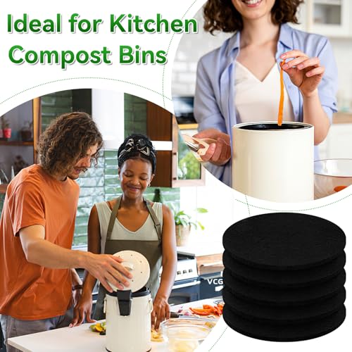 6 Pack 6.7 Inch Charcoal Filter for Kitchen Compost Bin Countertop Bucket