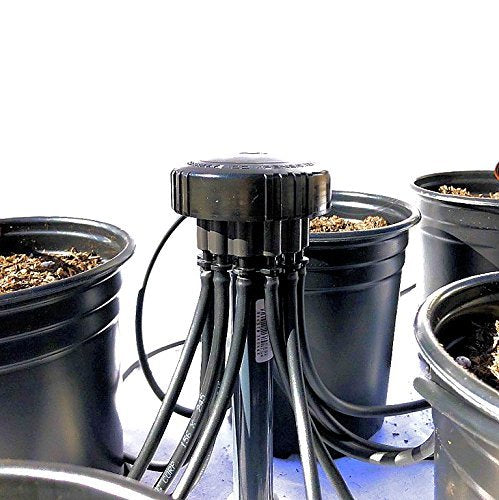 12 Plant Drip Grow Kit - Starter Hydroponics Irrigation Bubbler/Manifold Kit - Includes 100'ft 1/8" Distribution Tubing, Emitter Stakes, Manifold & Plugs (Pots Sold Separately) (1 GPH) - size: 1 GPH