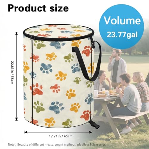 BIGCARJOB Footprint Outdoor Trash Can with Lid, Foldable Trash Can Collapsible Pop Up Garbage Bin Waste Basket Storage for Travelers Camper Trailer - color: Footprint