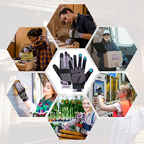 AIGEVTURE Womens Work Gloves Medium Working Gloves for Women Work Gloves with Grip Touch Screen,Mechanic Working Gloves Lightweight Purple Medium - color: Purple-grip, size: Medium (Pack of 1)