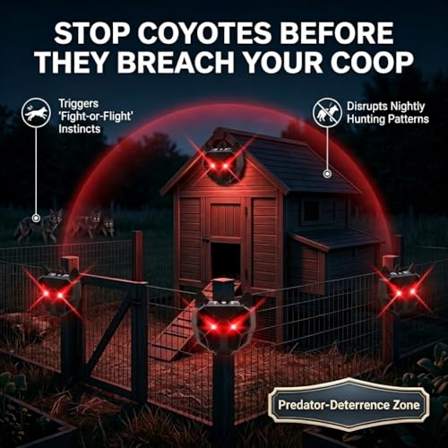 2026 Coyote Deterrent Solar Predator Eyes Animal Repellent Outdoor Red LED Predator Light Deterrent for Deer,Fox, Raccoon,Skunk, Night Sentry for Chicken Coop,Yard,Garden & Farm Protection,4 Pack