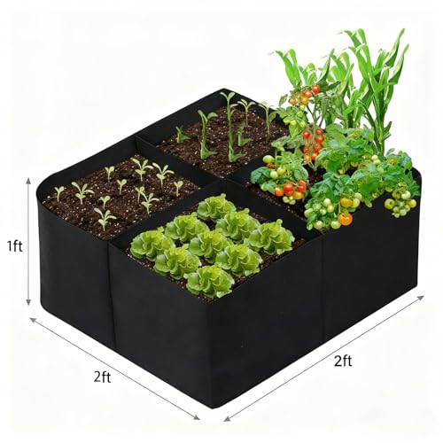 2x2 Ft Fabric Raised Garden Bed with 4 Grids - Perfect for Tomato and Potato Grow Bags, Outdoor Indoor Vegetable Garden Clearance Grow A Garden Solution