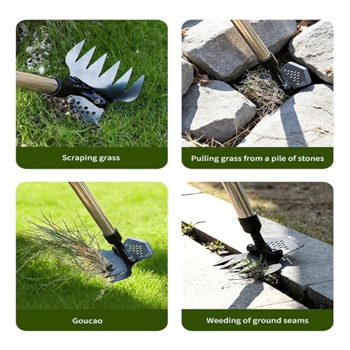 Double-Sided Garden Hoe & Weeding Rake, Multipurpose Weed Puller Tool with Long Handle, Hand Weeder for Lawn, Patio and Flower Bed – Root Remover, Dandelion Digger - color: Long
