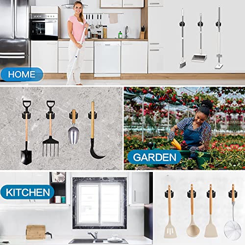 JAMEND CLXP 24PCS Broom and Mop Holder, Heavy Duty Garden Tool Organizer Rack Rake and Shovel Handle, Stainless Steel Mop Hanger. Wall Mounted with Screws.Matte Black - color: Matte Black, size: 24