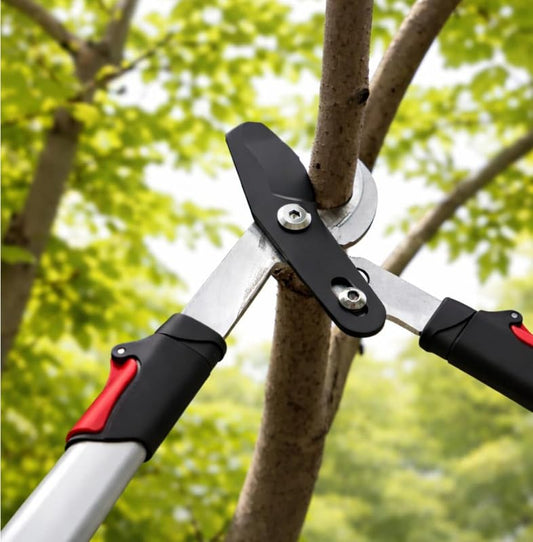 Heavy-Duty Extendable Anvil Lopper, 28"-41" Telescopic Tree Trimmer with Double Ratcheting Mechanism for 2" Branches - color: Red