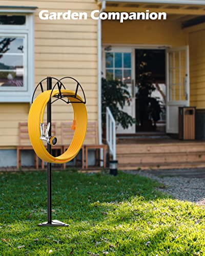 Suchek Metal Garden Hose Holder Stake, Freestanding, Heavy Duty Water Hose Stand, In Ground Hose Rack Organizer for Outside Yard (Black) - style: 3 Spikes-Black