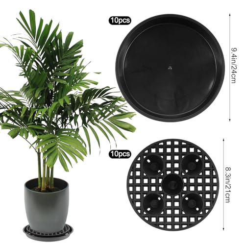 10 Set Invisble Hanging Basket Self Watering Insert, 9.4” Hanging Basket Drip Pan Invisble Self Watering Planter Insert Plant Saucers Tray Plastic Water Catcher Tray Plant Auto Watering Devices