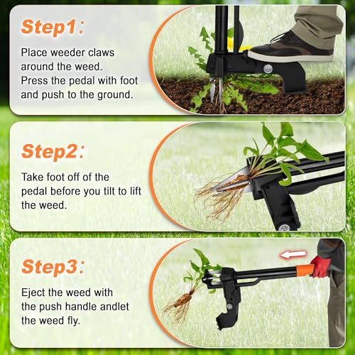 Weed Puller Tool,4-Claw Heavy Duty Gardening Stand-Up Weeder Puller