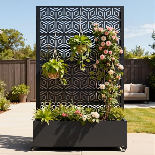 Metal Planter Box with Trellis, Galvanized Steel, 73"x47"x16"