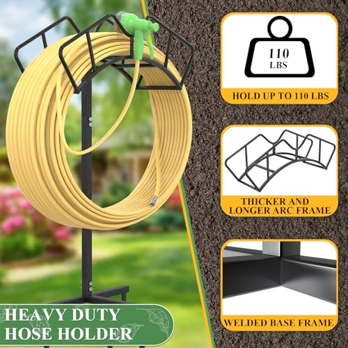 Qatsrin Heavy Duty Garden Hose Holder, Water Hose Storage Holds 150ft Black - color: Black