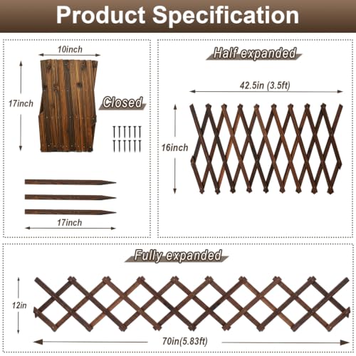 Avalution Decorative Garden Fence Outdoor,Total 12in(H) x 11.6 ft(L) 2 Pack - size: 2 Panels-12in(H) x 11.6 ft(L)