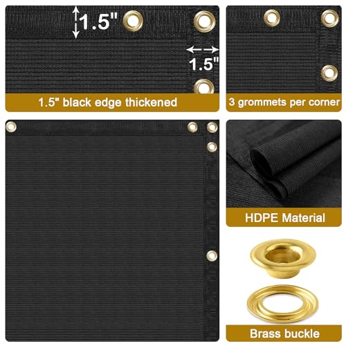 Fence Privacy Screen Outdoor 6' x 50' Black Heavy Duty Mesh Shade Net Cover with Grommets, Privacy Screens Fencing for Patio Backyard Garden - color: Black, size: 6' x 50'