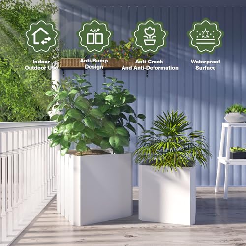 Metal Planter Box 20”L x 20"W x 20"H Large Square Steel Planter Box - color: White, size: 20"Lx20"Wx20"H