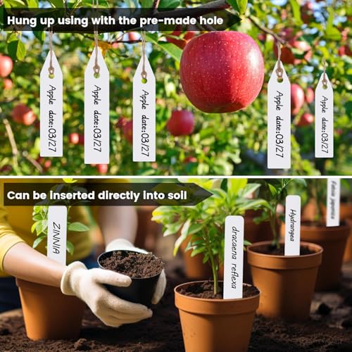 Plant Labels, 100Pcs 3-Inch Plastic Plant Tags with Maker Pen - color: White-100pcs