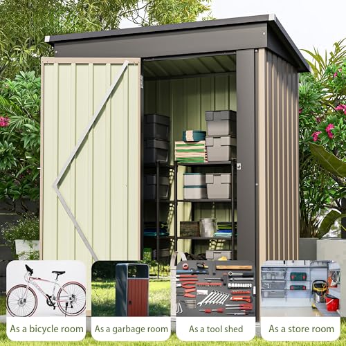 Patiowell 5x3 FT Outdoor Storage Shed, Brown - color: Brown, size: 5x3 FT