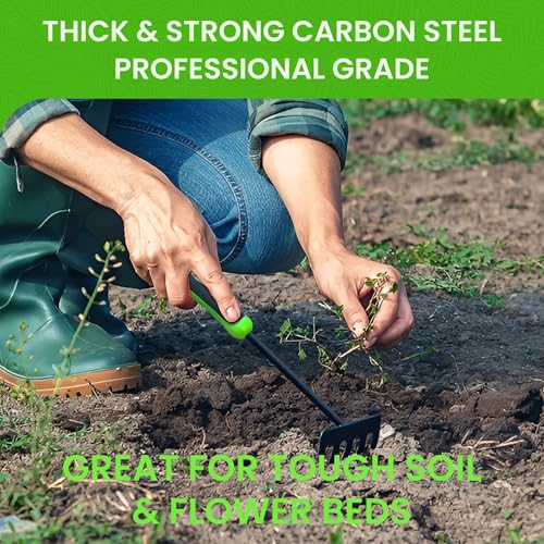 Garden Guru Hand Rake Cultivator Tiller Tool – Strong Carbon Steel for Ultimate Strength - Rust Resistant – Ergonomic Handle – Great for Gardening Cultivating Loosening Weeding Mulching Soil Prep - size: 1 Pack