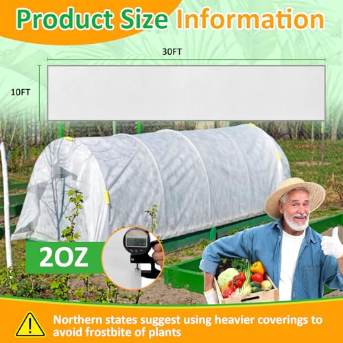 White Plant Covers Freeze Protection, 10 x 30 ft - 2 oz/yd² Frost Cloths for Outdoor Plants, Tree Covers Freeze Protection, Winter Garden Blanket, Sun Cover for Plants for Greenhouse, Vegetables - color: White, size: 2oz-10'x30'