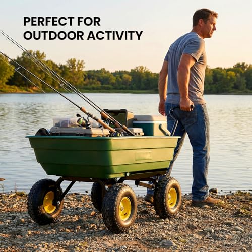 NORTHSKY Garden Dump Cart Wagon 600 Lbs,Heavy Duty Yard Wheelbarrow - color: Garden Green