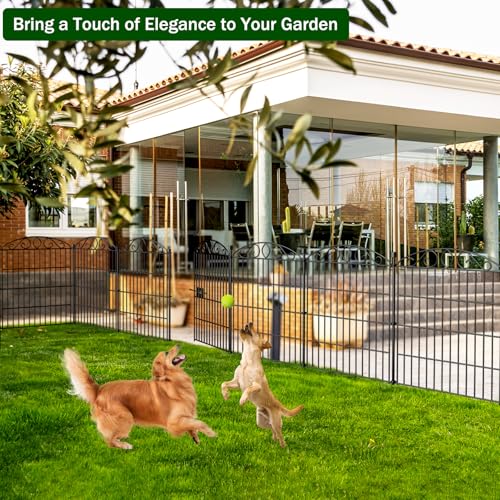 12 Panel No Dig Decorative Garden Fence with Gate 30" H x 22.72'L for Dogs - size: 30 in(H) X 22.72 ft(L)