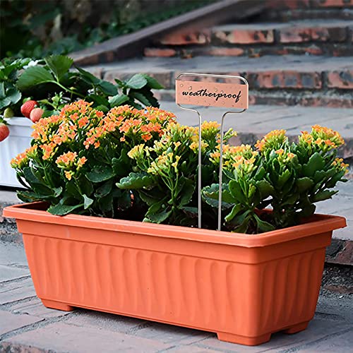 Foraineam 30 Pack 10 Inch High Copper Plate Metal Plant Labels Garden Stake Tags Reusable Planting Gardening Markers