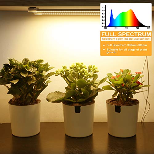 LED Plant Grow Light Strip Full Spectrum for Indoor Plant with Timer - color: White, size: 13.75inch 2Pack-in-1