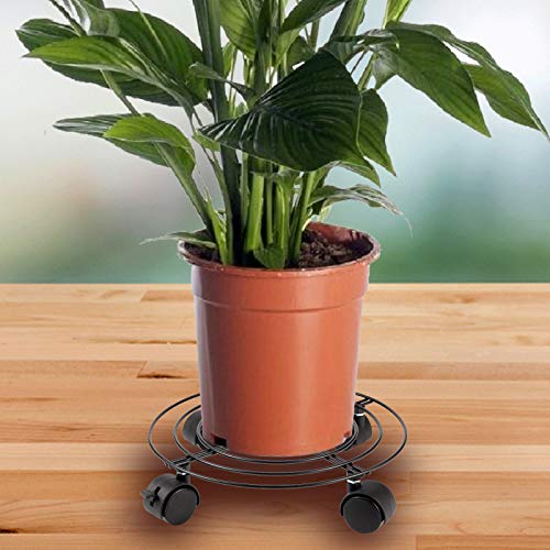 KEILEOHO 2 Pack 10.6 Inches Metal Plant Caddy with Wheels, Heavy Duty Plant Caddy Stands, Rolling Plant Stand for Indoor, Outdoor, Garden, House, Black - size: 2 Pack