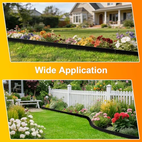 6 Pack Metal Edging for Landscaping, 40" L × 4" H Garden Edging - color: Black, size: 4 inches